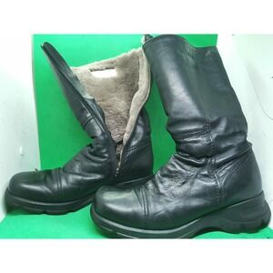 La Canadienne Alexa 16321 Size 10 M Black Leather Shearling Lined Women's' Boots